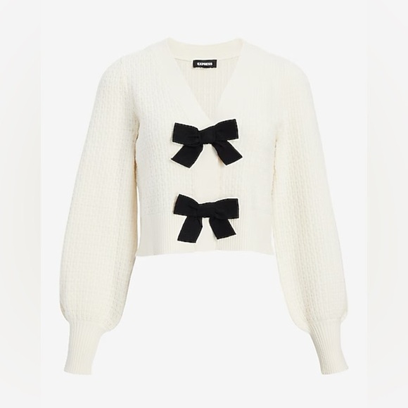 Express V-Neck Bow Cardigan NWOT - Picture 5 of 5